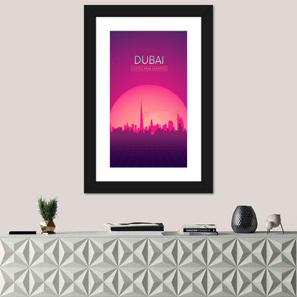 Dubai Retro Skyline Wall Art