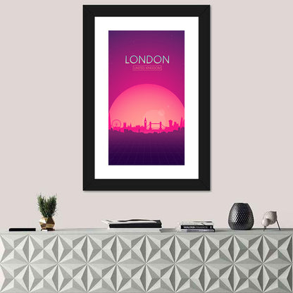 Retro London Sunset Skyline Wall Art