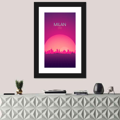Milan Sunset Skyline Illustration Wall Art