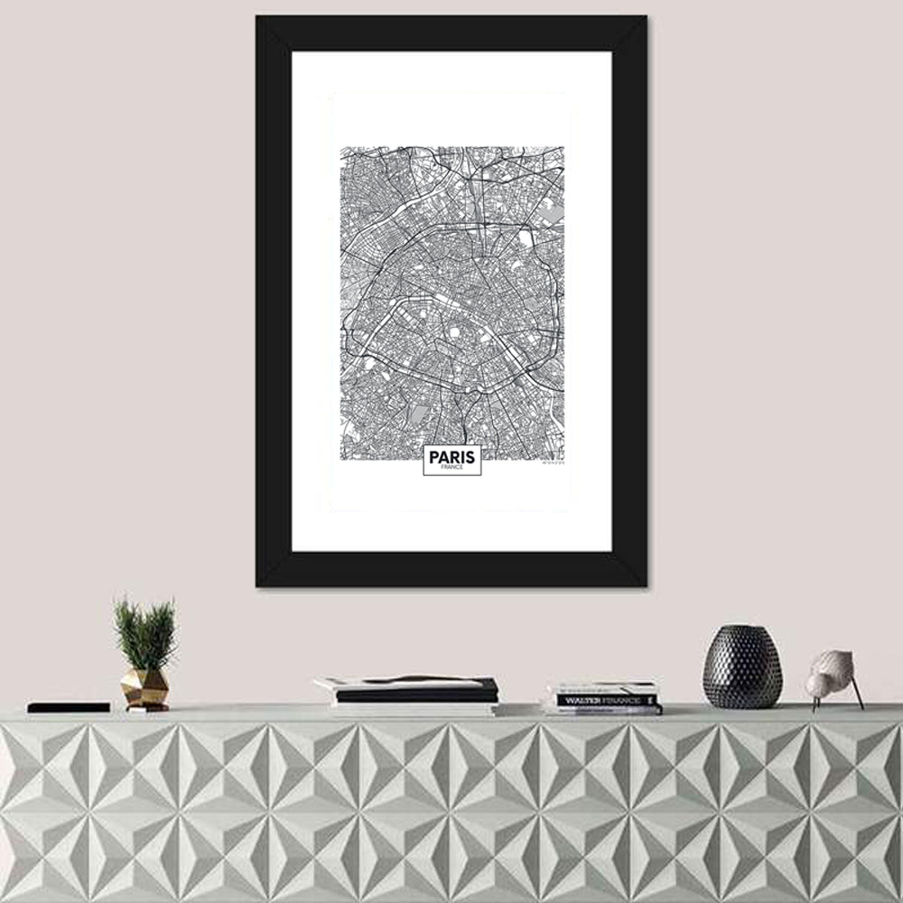 Paris Street Network Map Wall Art