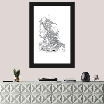 Palermo City Map Wall Art