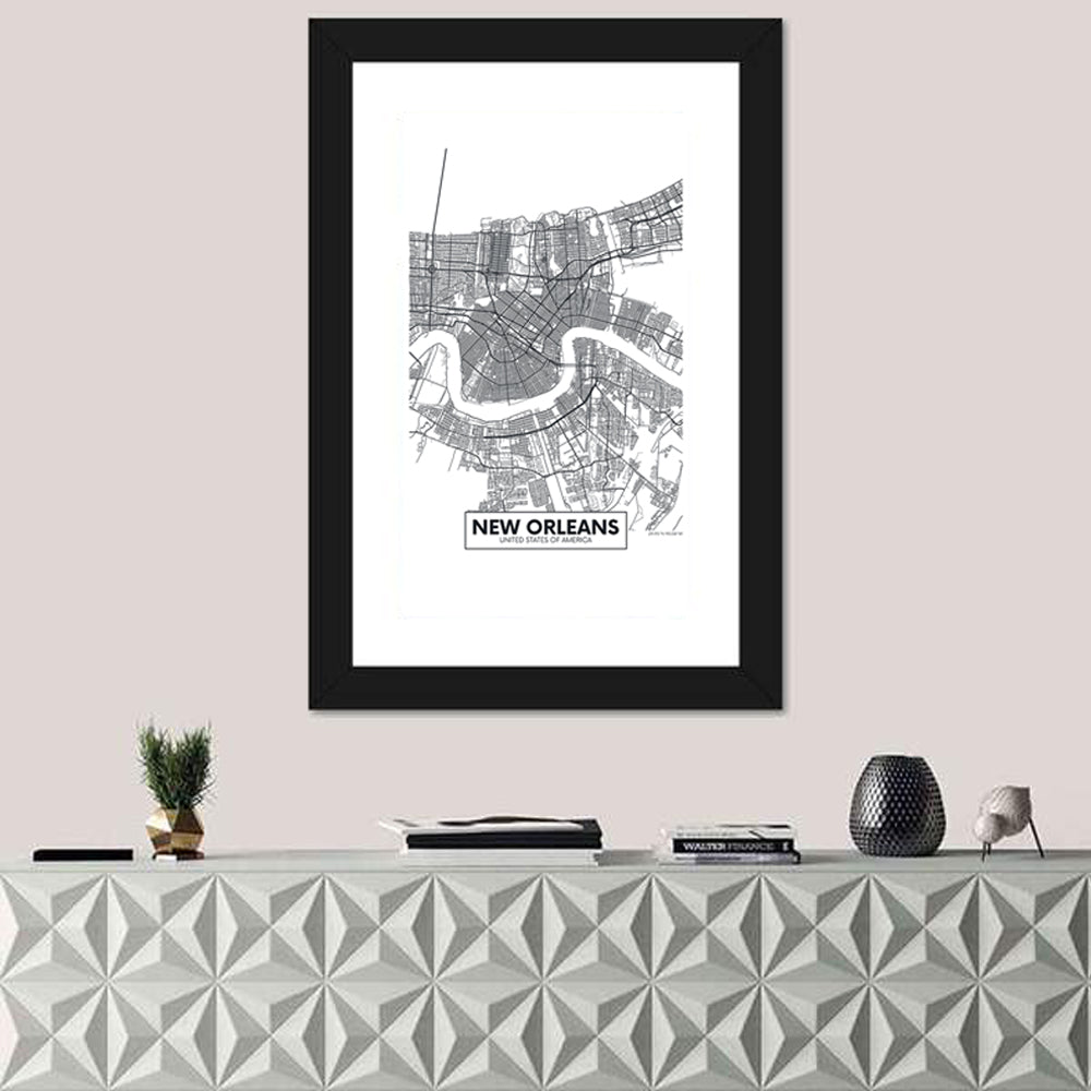 New Orleans Minimalist City Map Wall Art