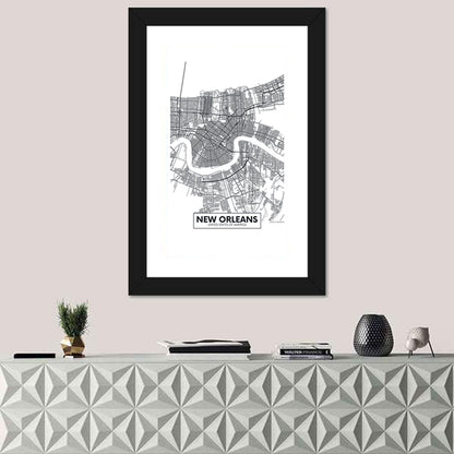 New Orleans Minimalist City Map Wall Art