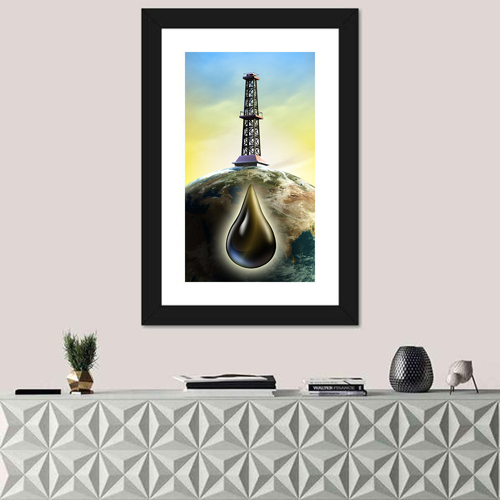 Oil Derrick with Glowing Drop Wall Art