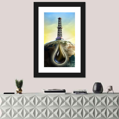 Oil Derrick with Glowing Drop Wall Art