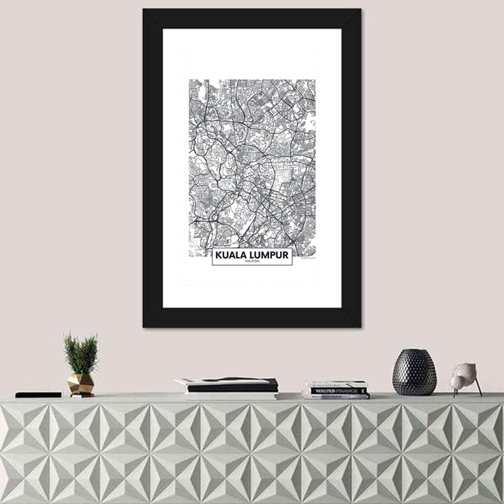 Kuala Lumpur Street Grid Map Wall Art