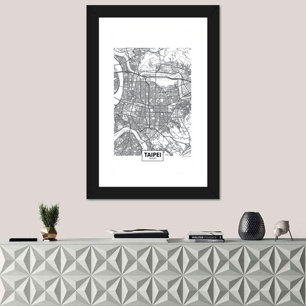 Taipei Street Grid Map Wall Art