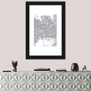 Queens New York City Map Wall Art