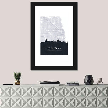 Chicago Skyline Map Wall Art