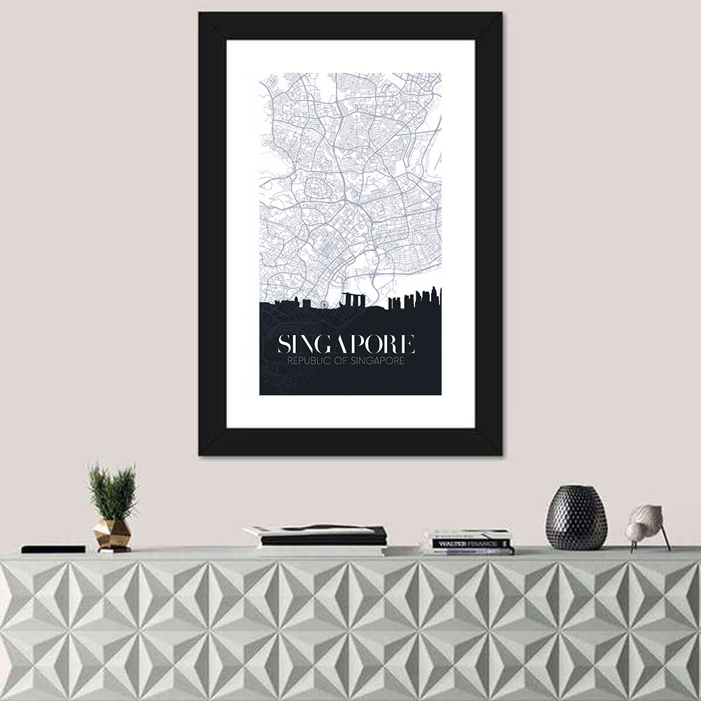 Singapore City Map Silhouette Wall Art