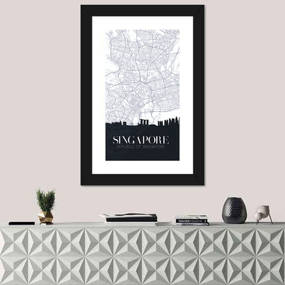 Singapore City Map Silhouette Wall Art