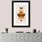 Earthy Sun and Crescent Moon Wall Art
