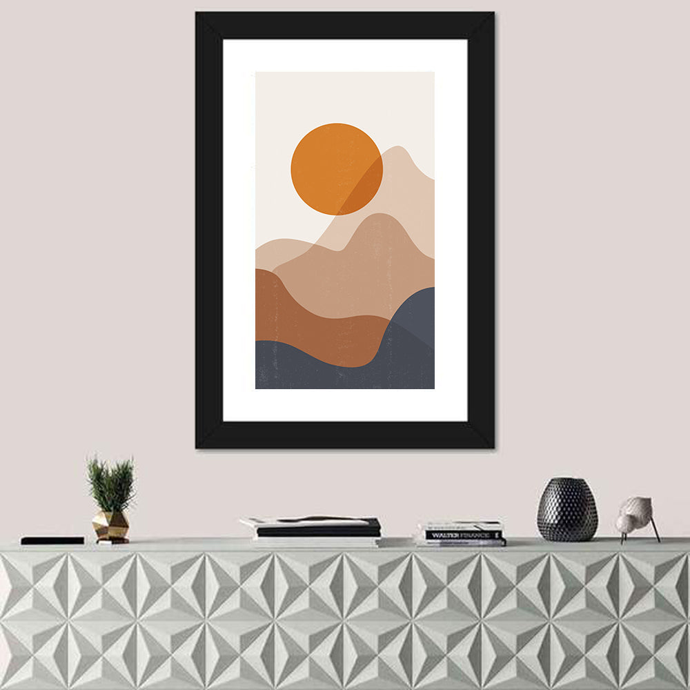 Sunset and Mountains Minimalist Wall Art