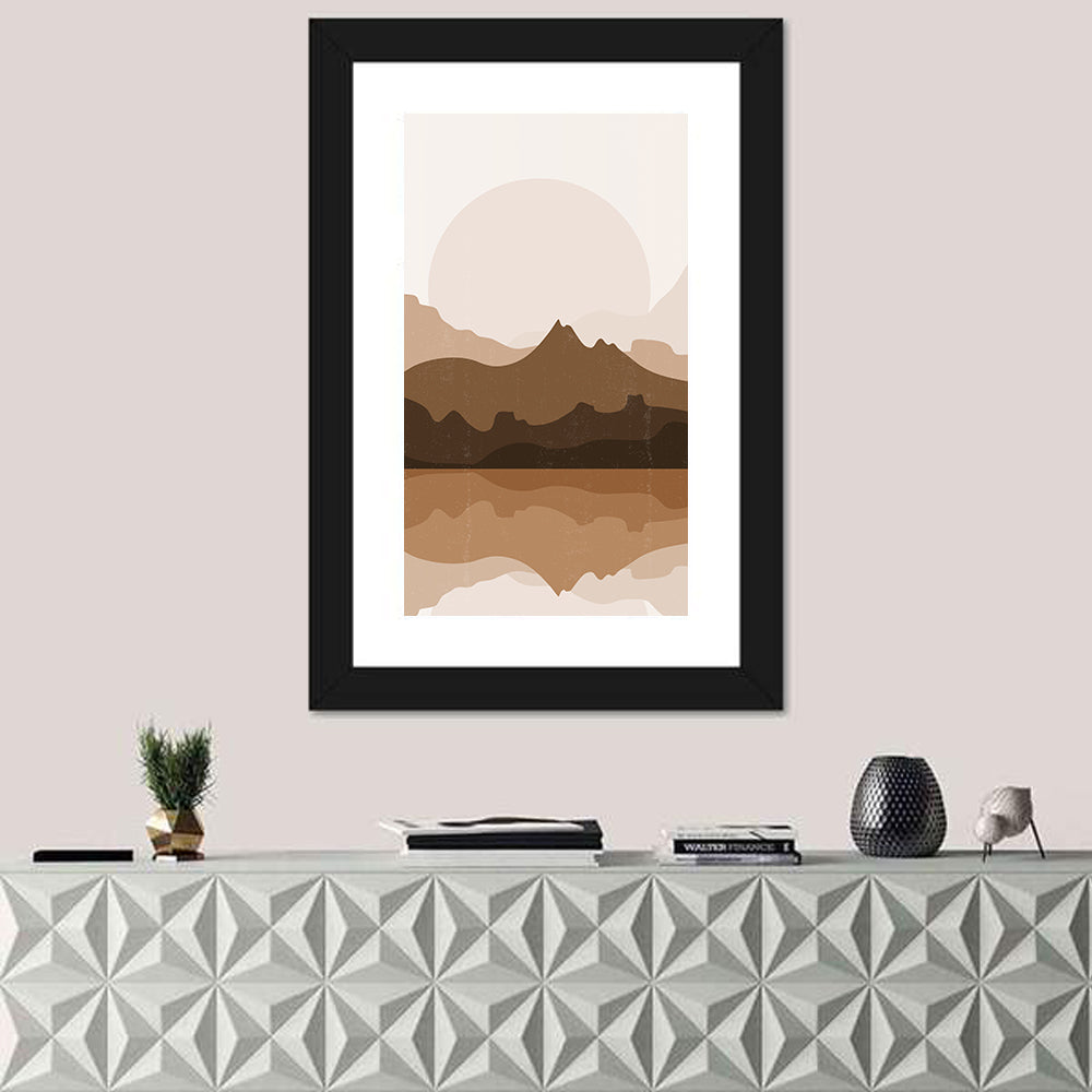 Layered Mountain Lake Sunset Wall Art