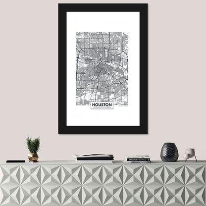 Houston Street Grid Map Wall Art