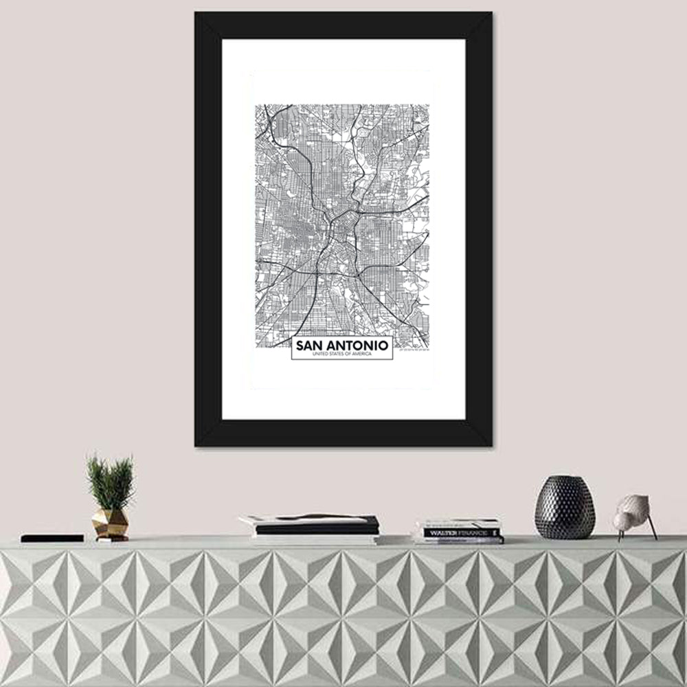 San Antonio Minimalist City Map Wall Art