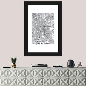 San Antonio City Map Wall Art