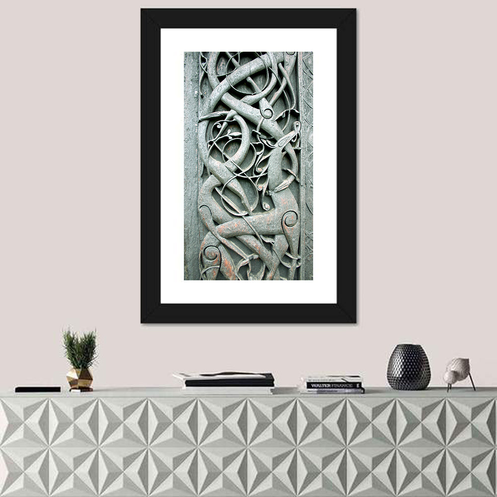 Norwegian Urnes Wood Carving Wall Art