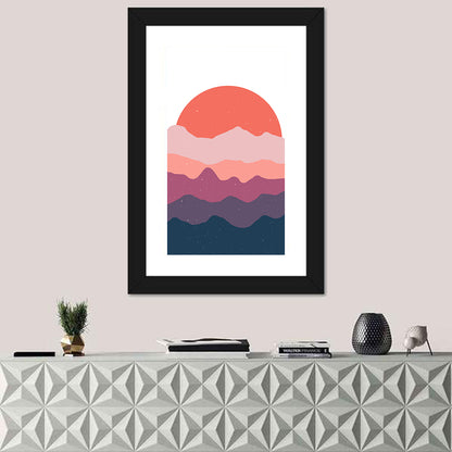 Layered Sunset Mountain Silhouettes Wall Art
