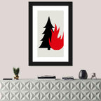 Forest Fire Minimalist Illustration Wall Art