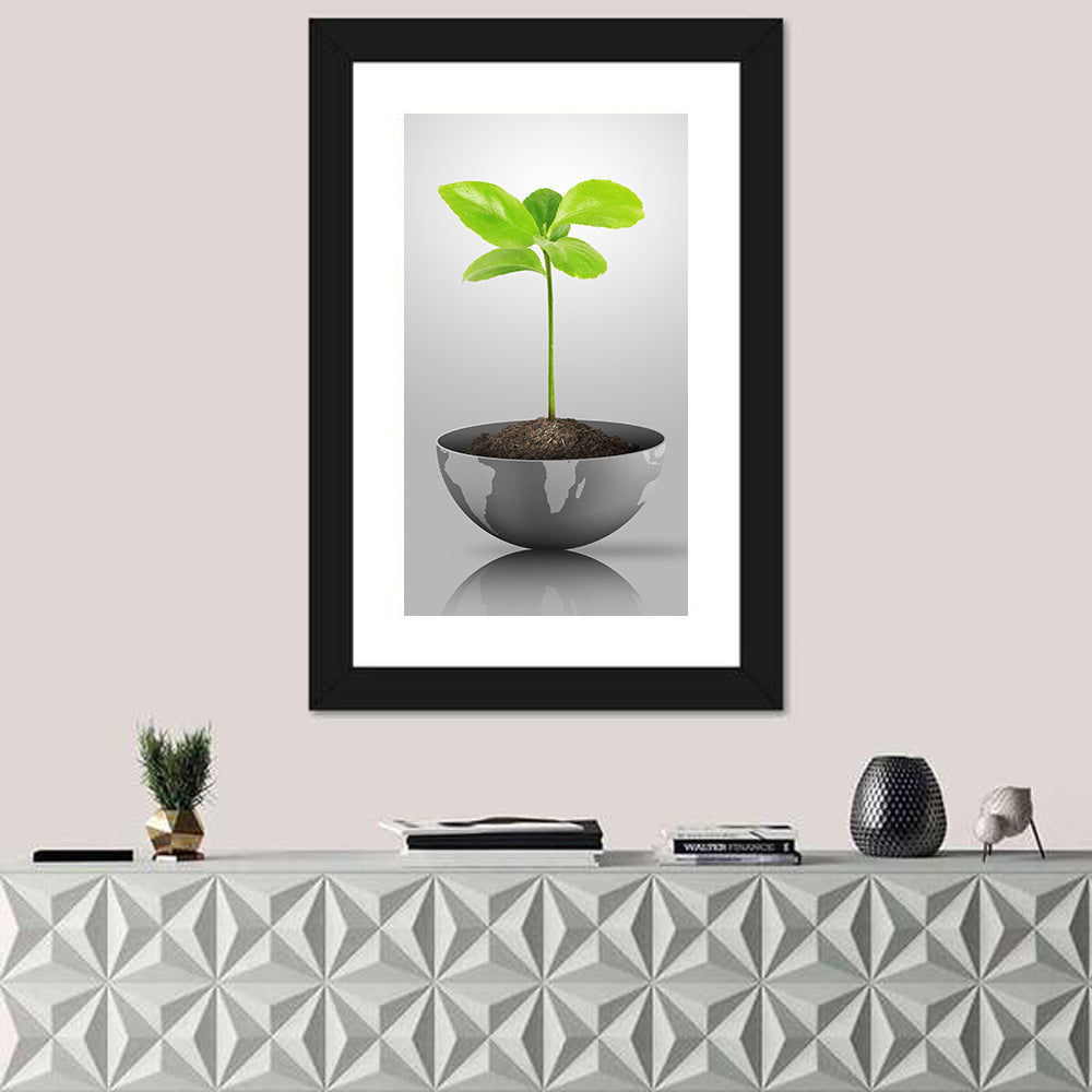 Young Plant on Globe Wall Art