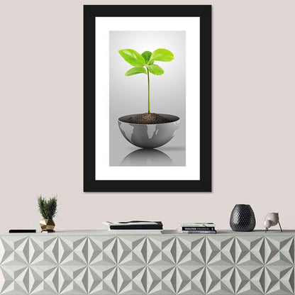 Young Plant on Globe Wall Art