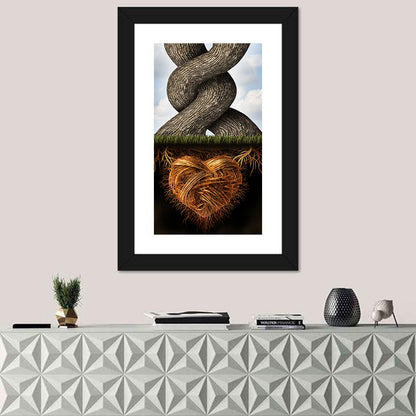 Intertwined Trees with Heart-shaped Roots Wall Art