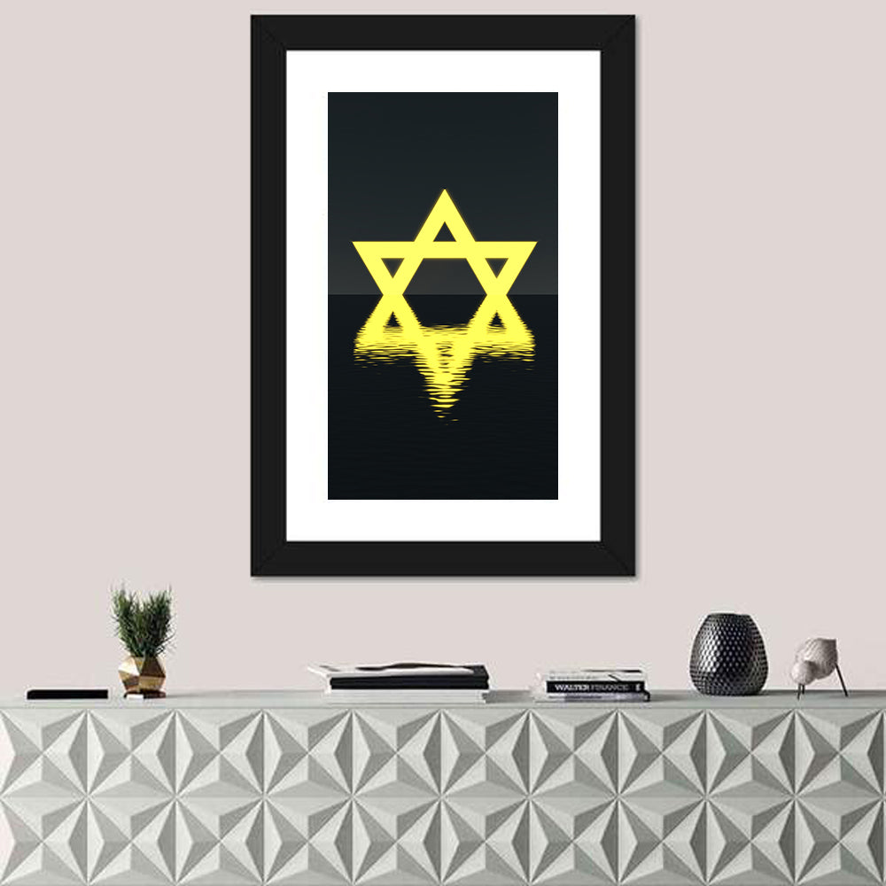 Glowing Star of David Reflection Wall Art