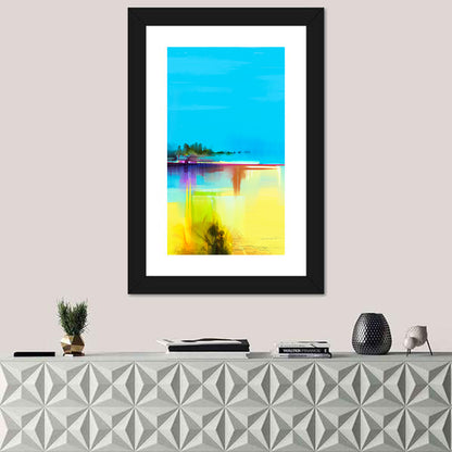 Sunlit Abstract Coastline in Spring Colors Wall Art