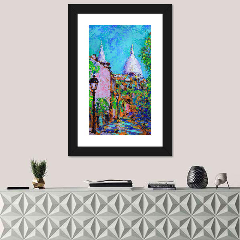 Montmartre Street with Sacre Coeur Dome Wall Art