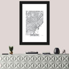 Barcelona Urban Grid Map Wall Art