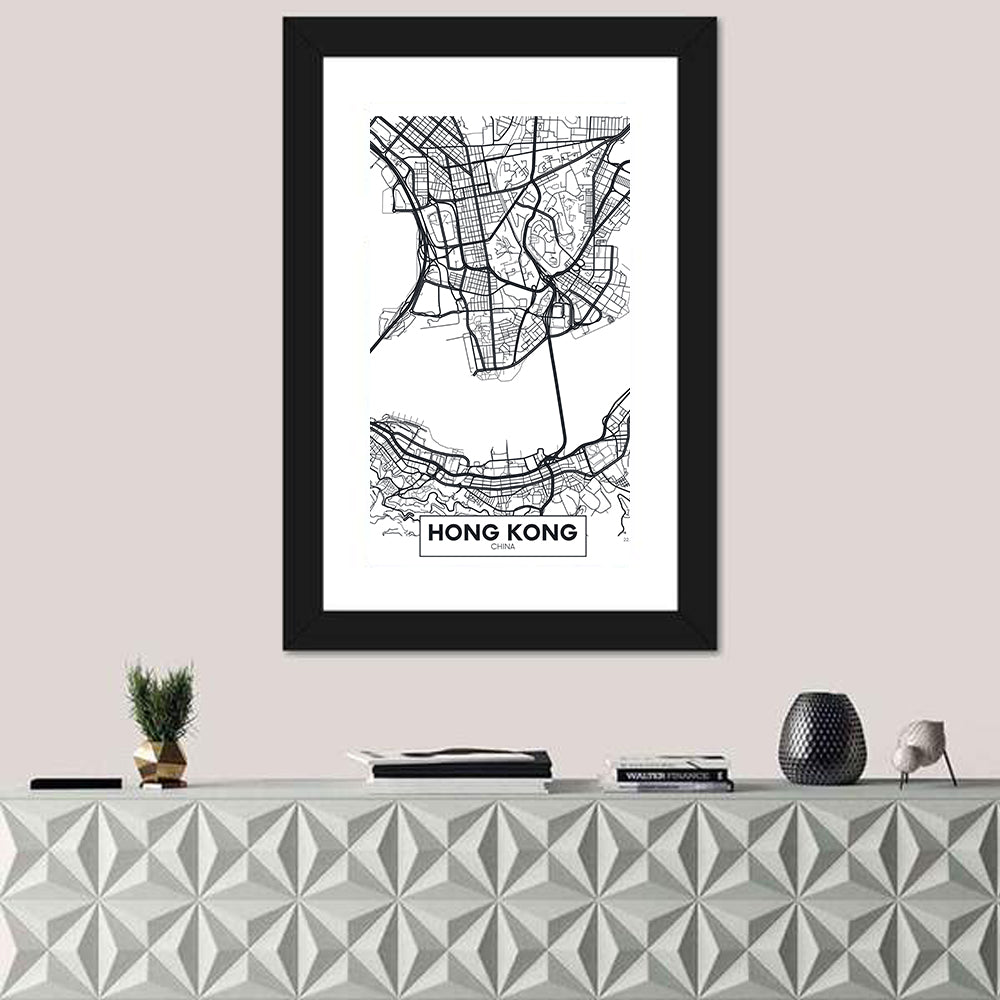 Hong Kong Aerial Map Wall Art