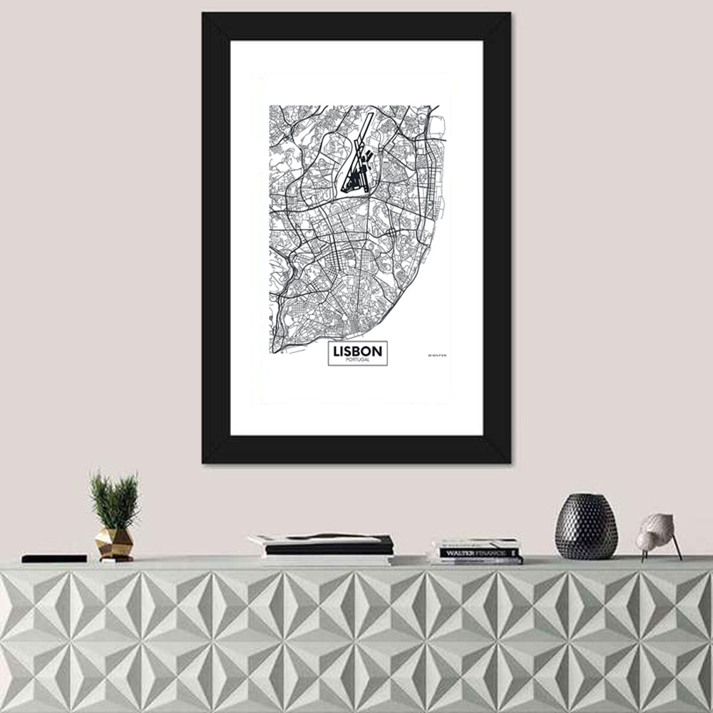 Lisbon Schematic Map Wall Art