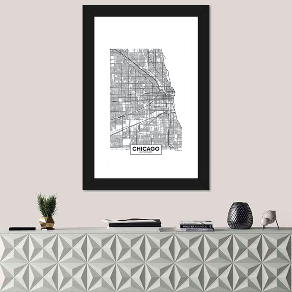 Chicago Street Grid Map Wall Art
