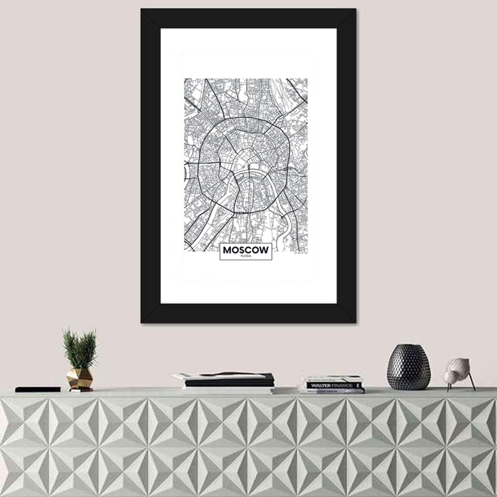 Moscow City Center Map Wall Art
