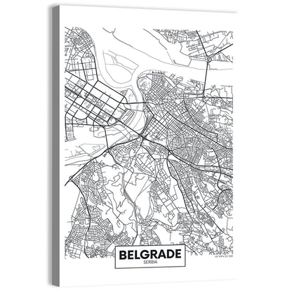 Belgrade City Map Wall Art
