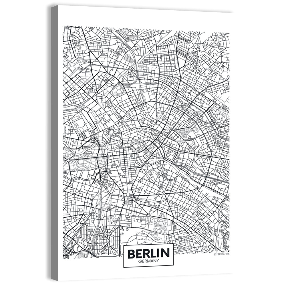 Berlin Map with Coordinates Wall Art