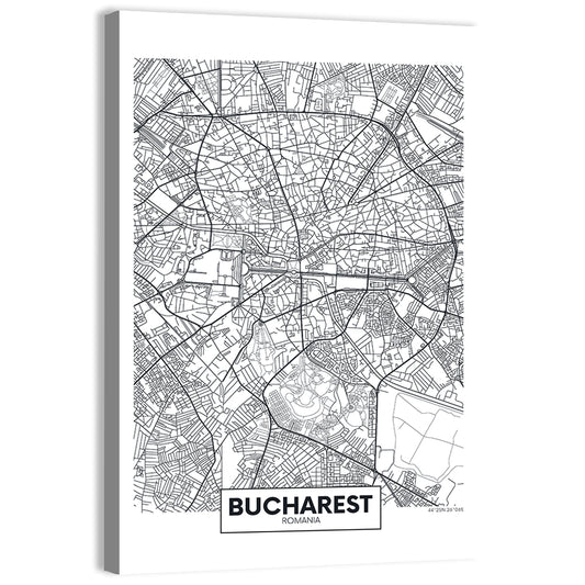 Bucharest City Map Wall Art