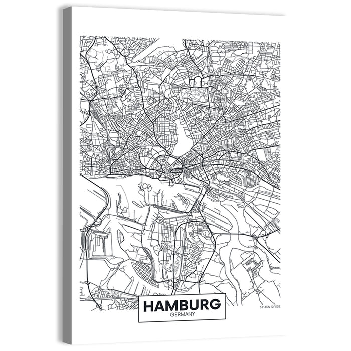 Hamburg City Map Wall Art as a canvas print