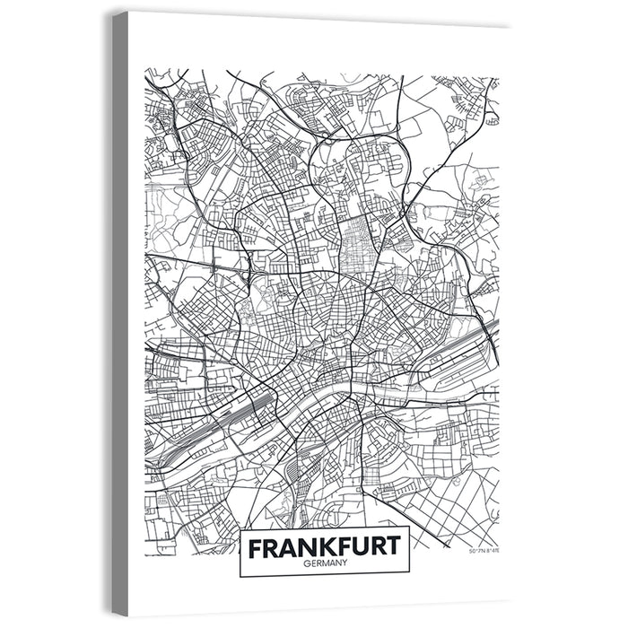 Frankfurt City Map Wall Art as a canvas print