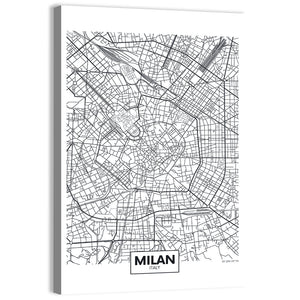 Milan City Map Wall Art