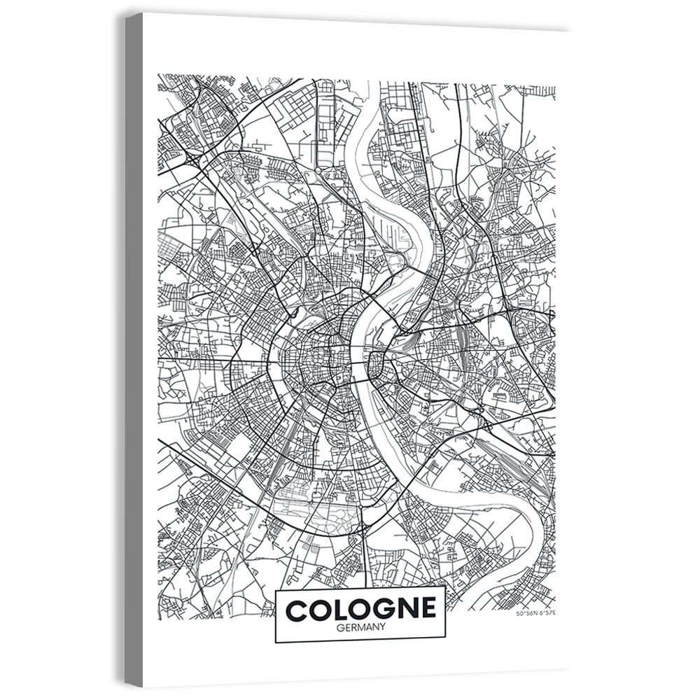 Cologne City Map Wall Art