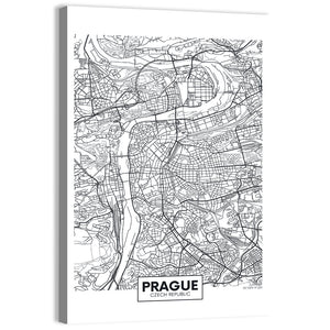 Prague City Map Wall Art