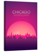 Chicago Retro Sunset Skyline Wall Art