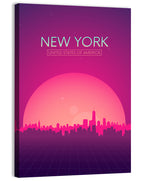 New York Retro Sunset Skyline Wall Art