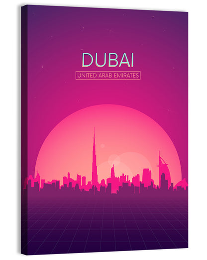Dubai Retro Skyline Wall Art