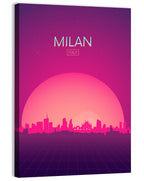 Milan Sunset Skyline Illustration Wall Art
