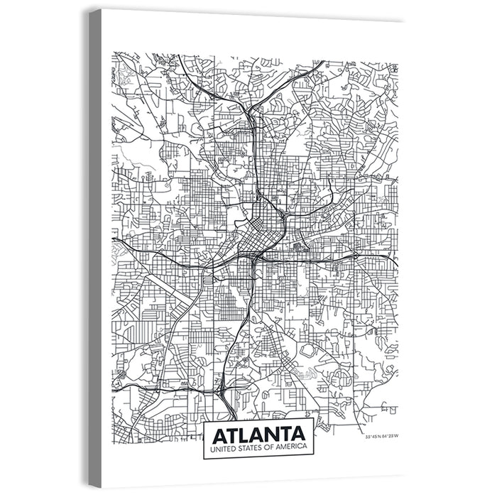 Atlanta City Map Wall Art as a canvas print