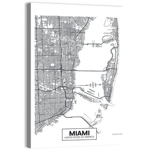 Miami City Map Wall Art