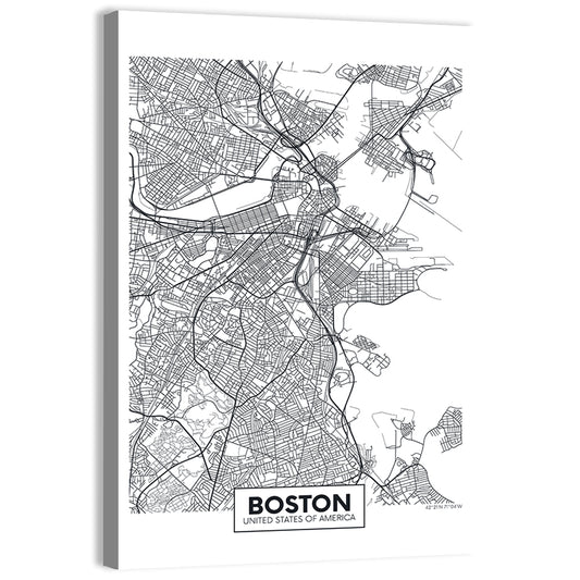 Boston City Map Wall Art